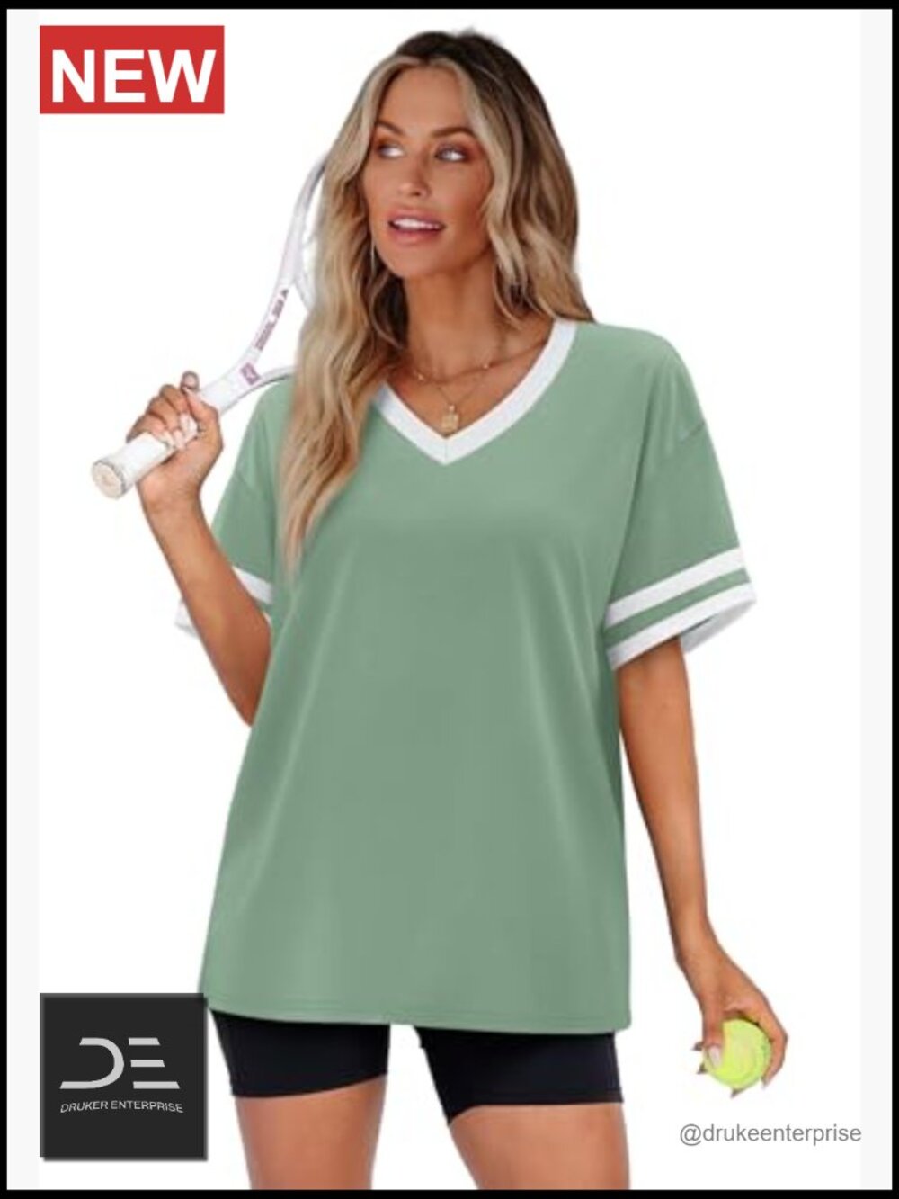 Loose Fit Short Sleeve V-Neck T-Shirt Color Block Summer Top S-4XL - Picture 3 of 7